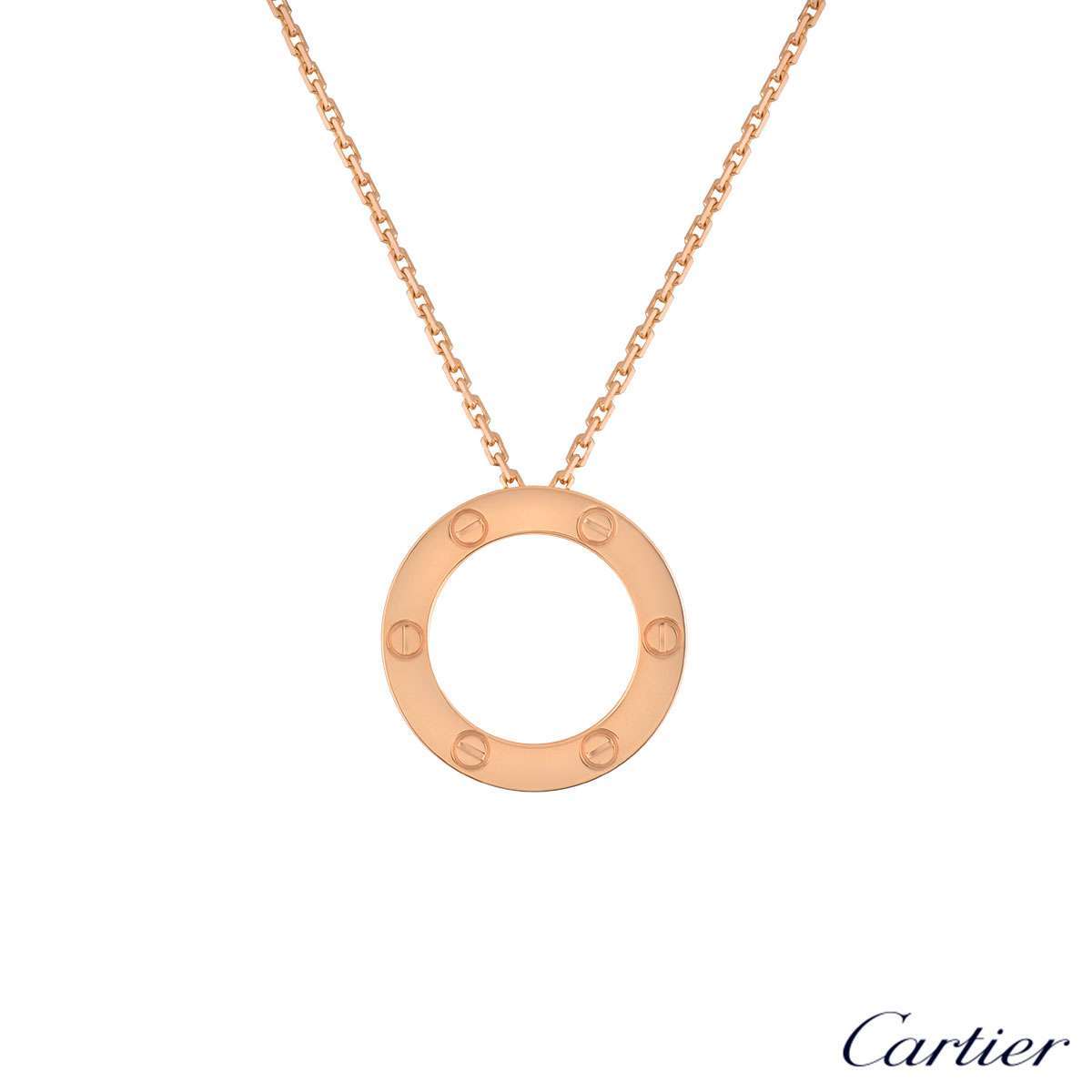 Cartier Rose Gold Plain Love Necklace Rich Diamonds